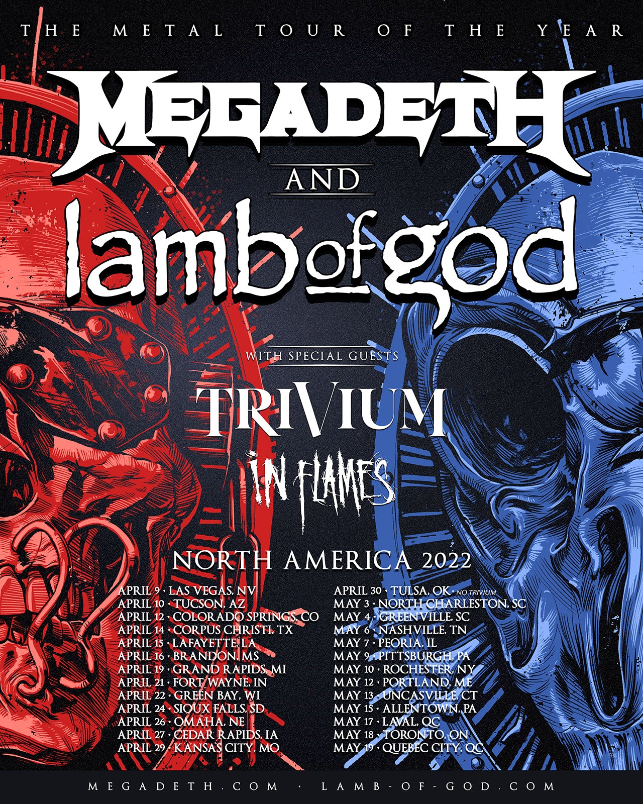 megadeth tour set times